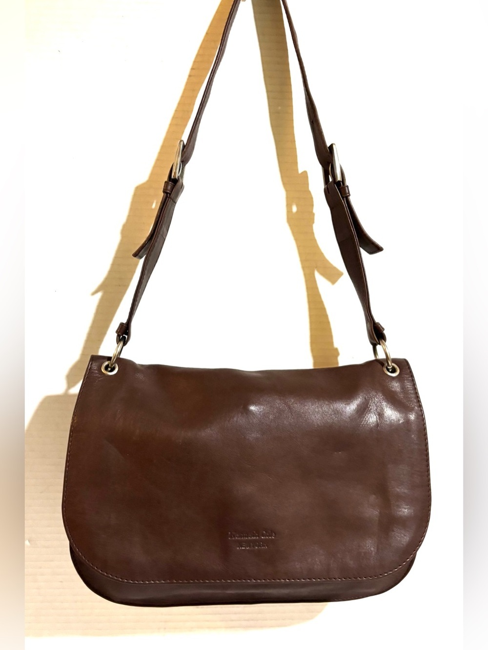 Leather Saddle Bag in Brown - Classic Women's Crossbody